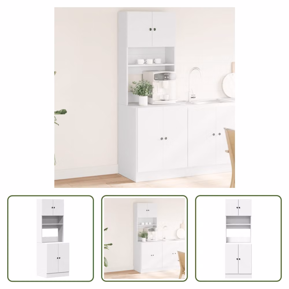 The Living Store Armadio da cucina bianco 60x50x180 cm Materiale legno
