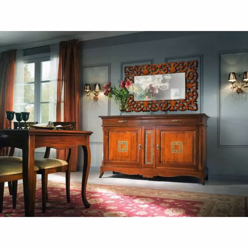 Soggiorno completo classico in legno noce bassano oro Mobili 2G – 3
