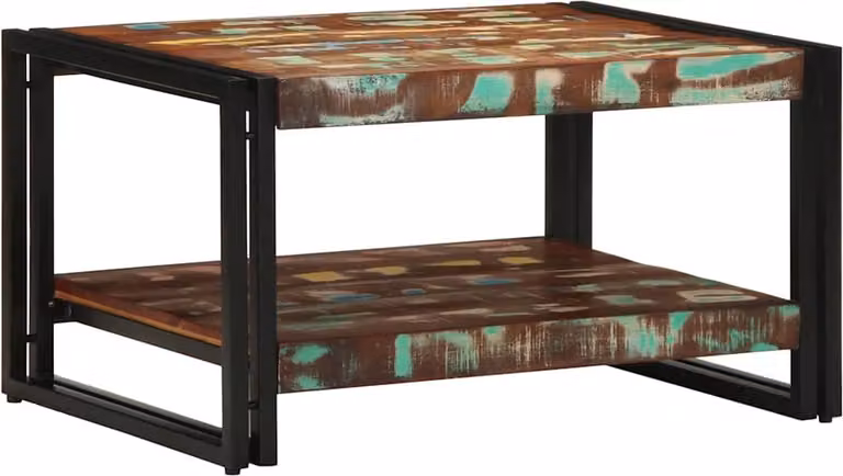 Tavolino Salotto Multicolore 70x50x38cm Legno Massello Recupero
