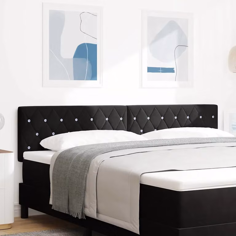Testiera per letto vidaXL con illuminazione LED integrata in velluto nero, Larghezza: 180 cm