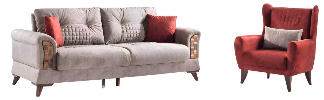 Designer Wohnzimmer Set 3-Sitzer Sofa und Sessel 2tlg.