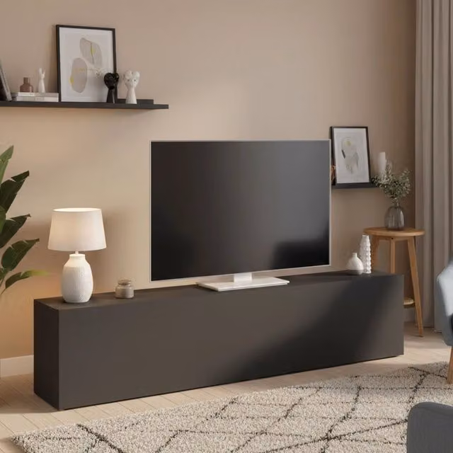 Mobile Porta TV Christian DMORA con Apertura a Ribalta Made in Italy, Nero Antracite, L 180 cm x P 30 cm x H 40 cm