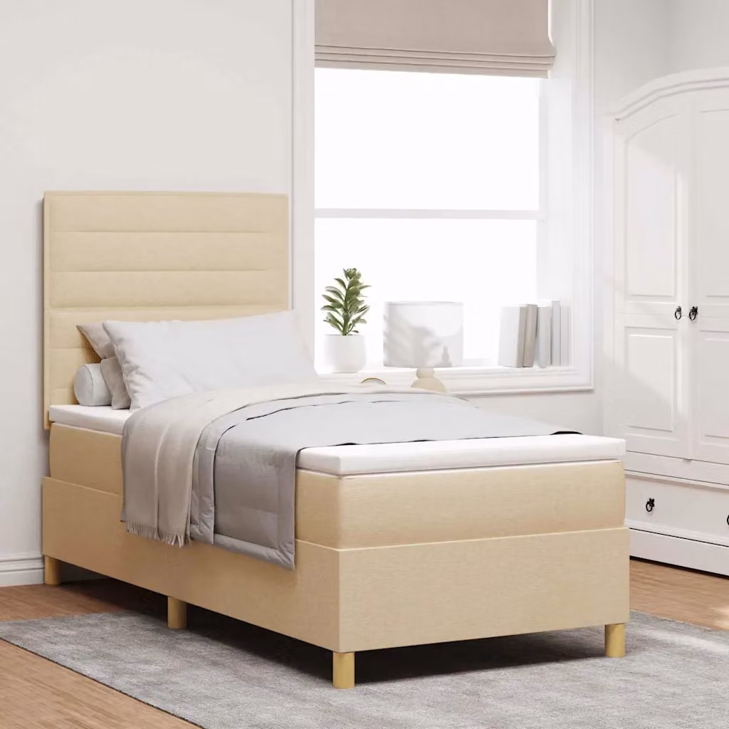 Letto a molla con illuminazione LED e testiera vidaXL, colore beige, L 80 x P 200 cm