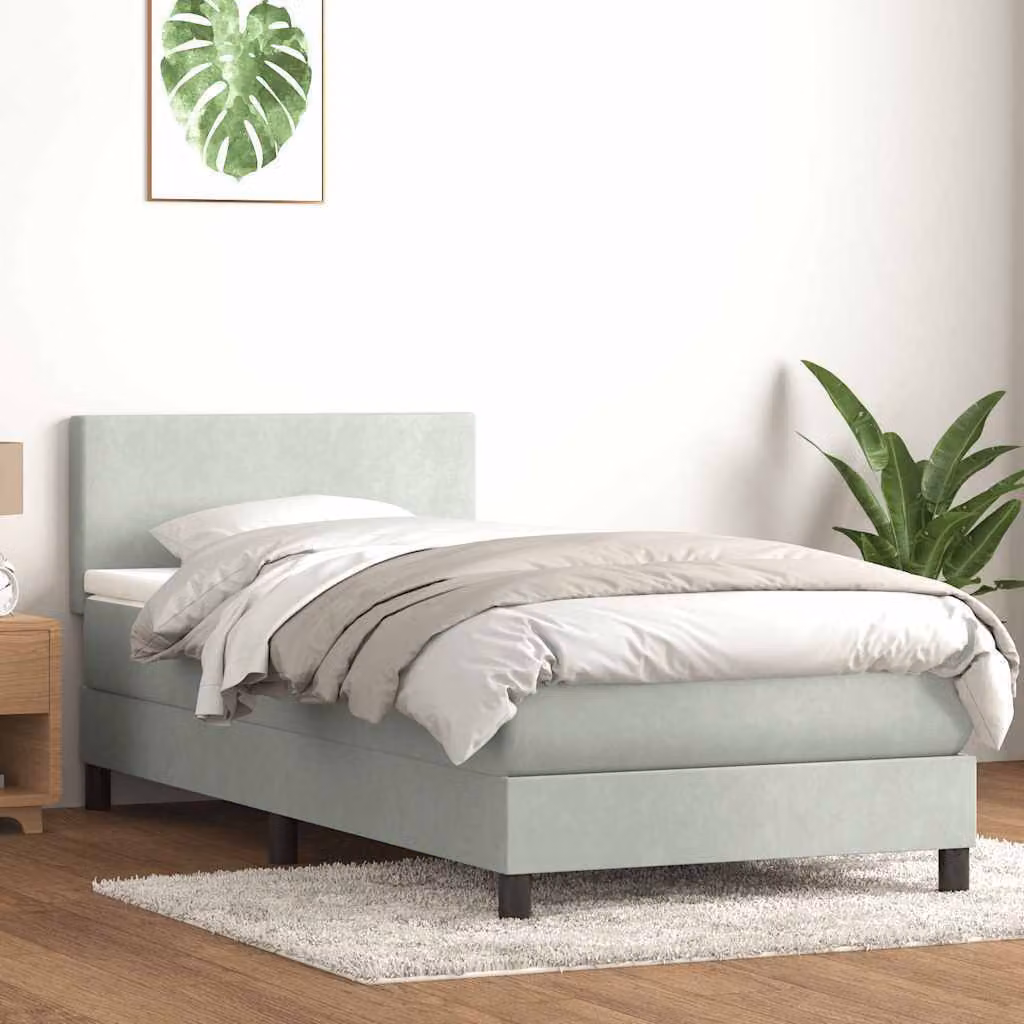 Maison Exclusive - Letto a Molle con Materasso e LED Grigio Chiaro 80x220 cm Velluto