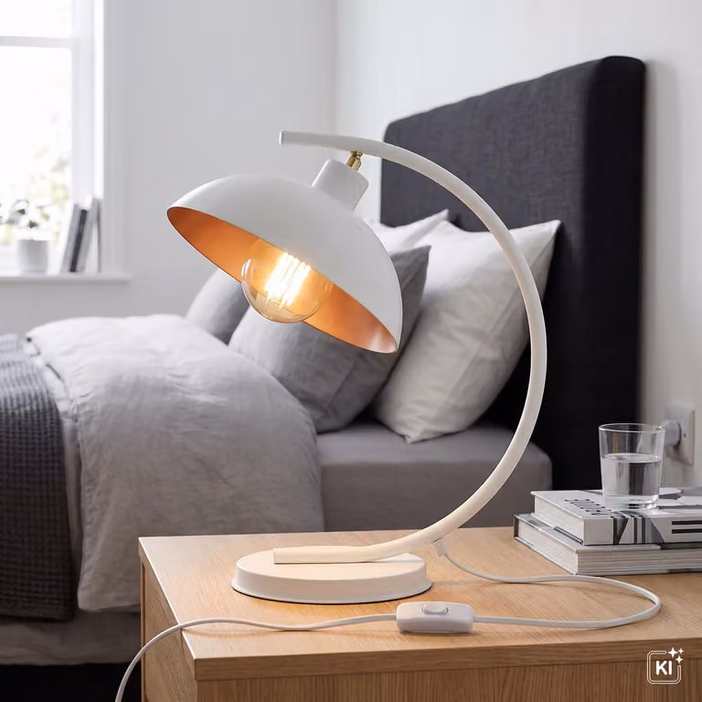 Lampada da comodino in metallo E27 40 cm bianco Lampada da tavolo