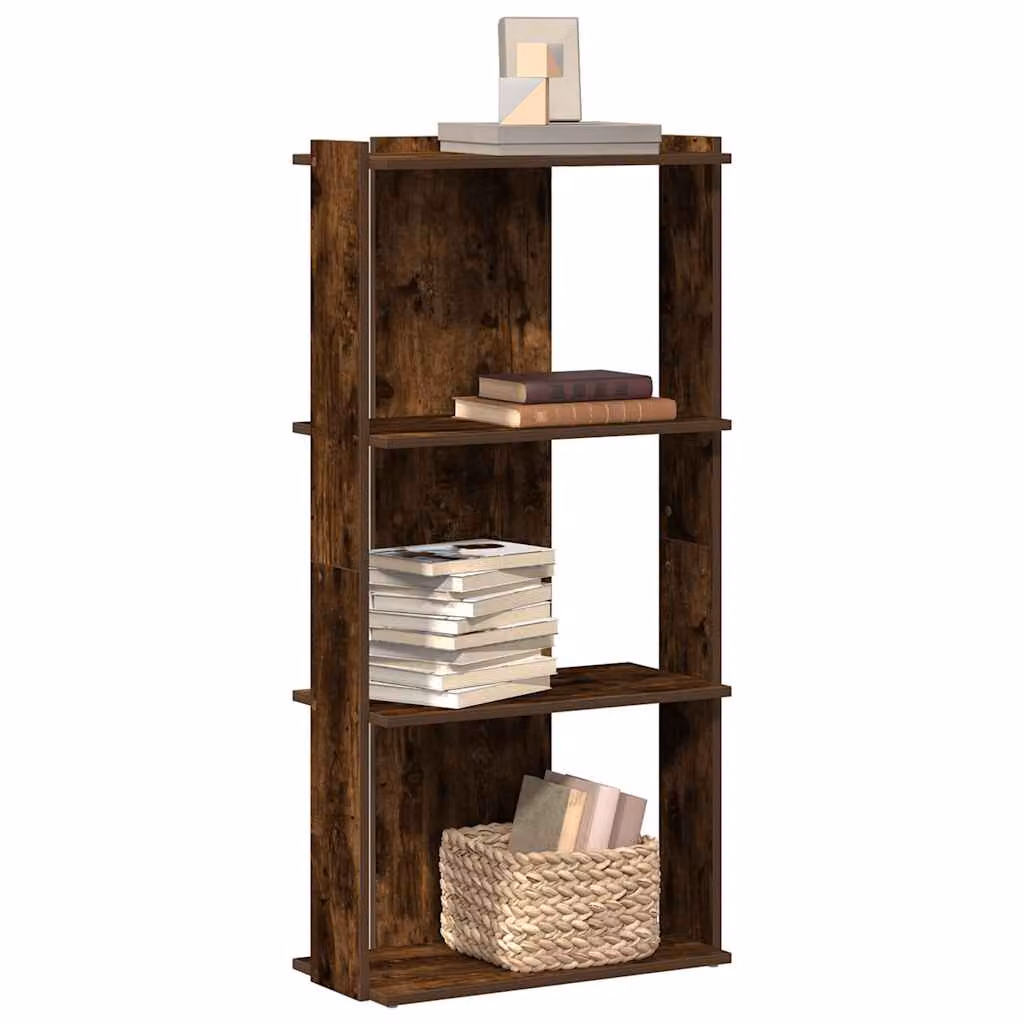 Libreria a 3 Ripiani vidaXL in Legno Rovere Fumo, Design Moderno, L 60 cm x P 30 cm x H 120 cm
