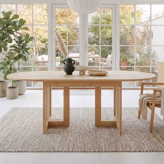Tavolo da pranzo estensibile 200x90x75 cm in MDF rovere salvaspazio -