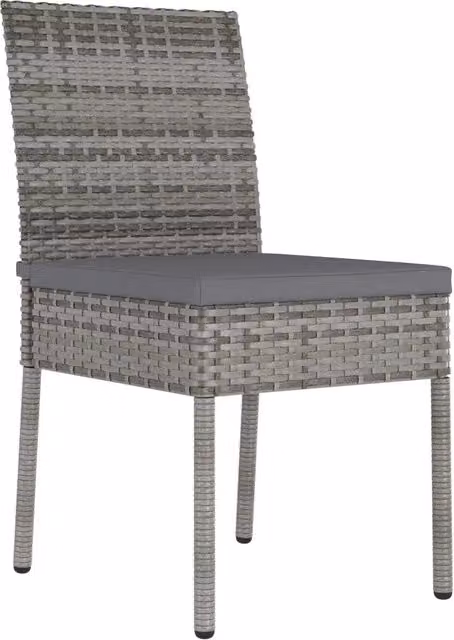 Set di 4 sedie da giardino moderne in polyrattan grigio e nero con cuscini inclusi