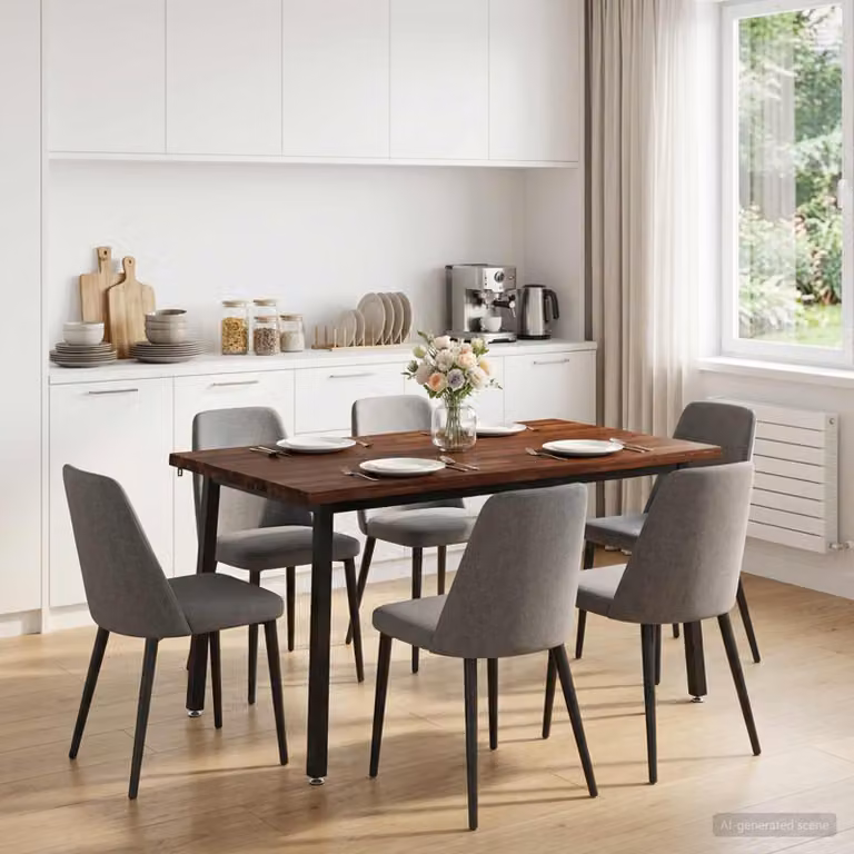vidaXL Tavolo da pranzo moderno in legno di acacia con bordo vivo, L/P/H: 140 x 90 x 75 cm, Marrone e Nero
