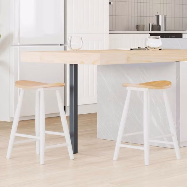 Set di 2 sedie da pranzo mid-century vidaXL in legno di gomma bianco L 46 cm, P 37 cm, H 63 cm