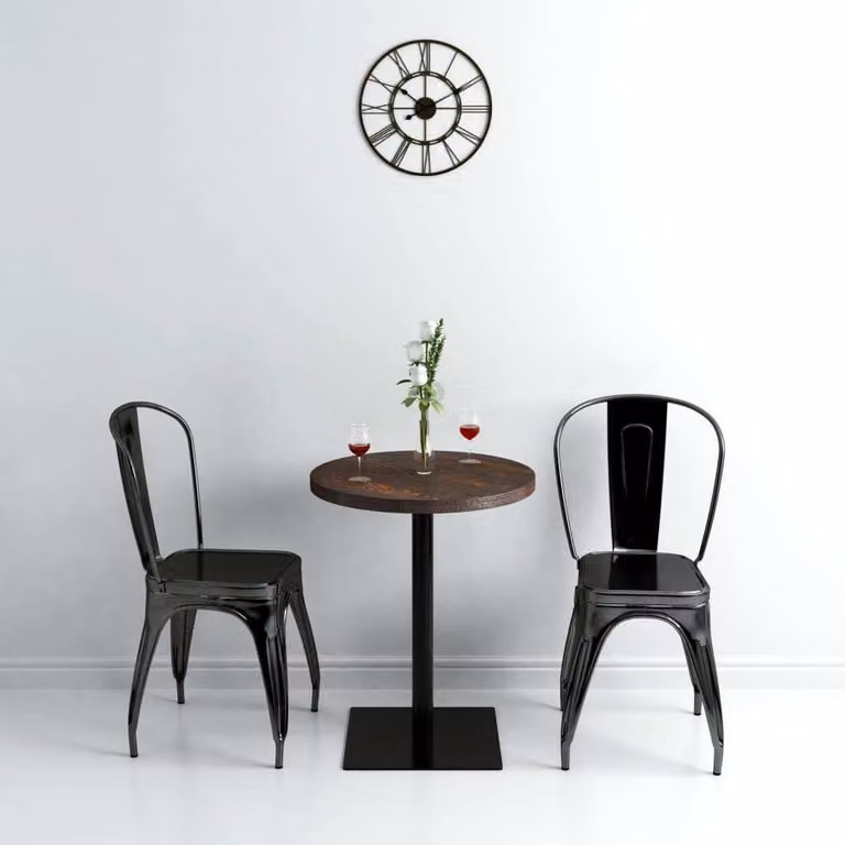 Maison Exclusive - Tavolino da bistrot in MDF e acciaio, rotondo, 60×75 cm, frassino scuro