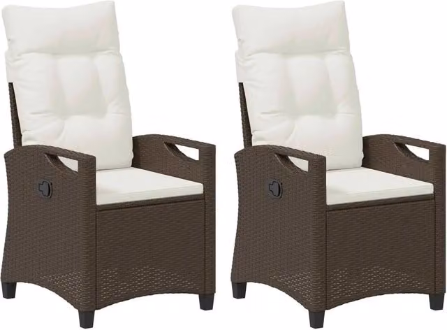 Sedia da Giardino 2 pz | Sedie da Esterno Marrone e Crema 56 x 60 x 112 cm