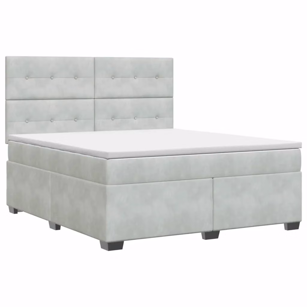 Letto box spring con materasso ibrido vidaXL in velluto grigio e bianco L/P: 180 x 200 cm – 2