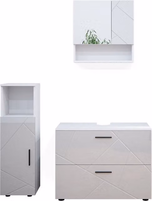 Set mobili bagno Irma Bianco lucido 3 pezzi Vicco