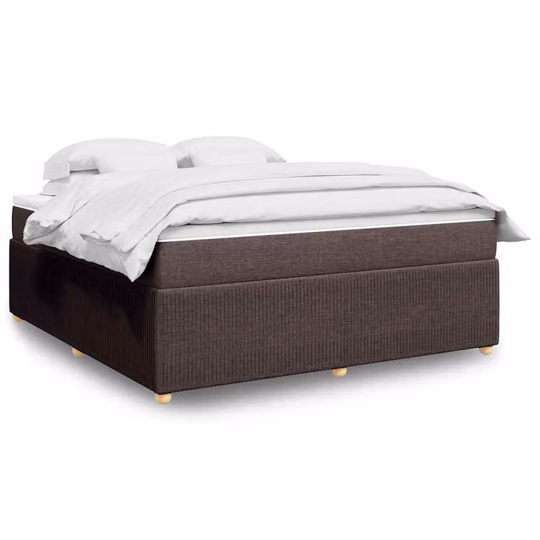 vidaXL Letto Ibrido con Giroletto a Molle e Materasso in Tessuto, Marrone e Bianco, L 180 cm x P 200 cm