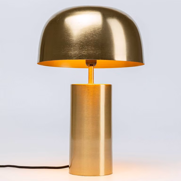 KARE Lampada da tavolo di design Loungy Gold, Ottone / Oro, Soggiorno / Sala da pranzo, Metallo, Design, Lampada da tavolo