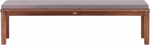 Panchina da giardino in stile rustico con cuscino, in legno massello di eucalipto, 170 cm, per interni ed esterni, finitura grigio