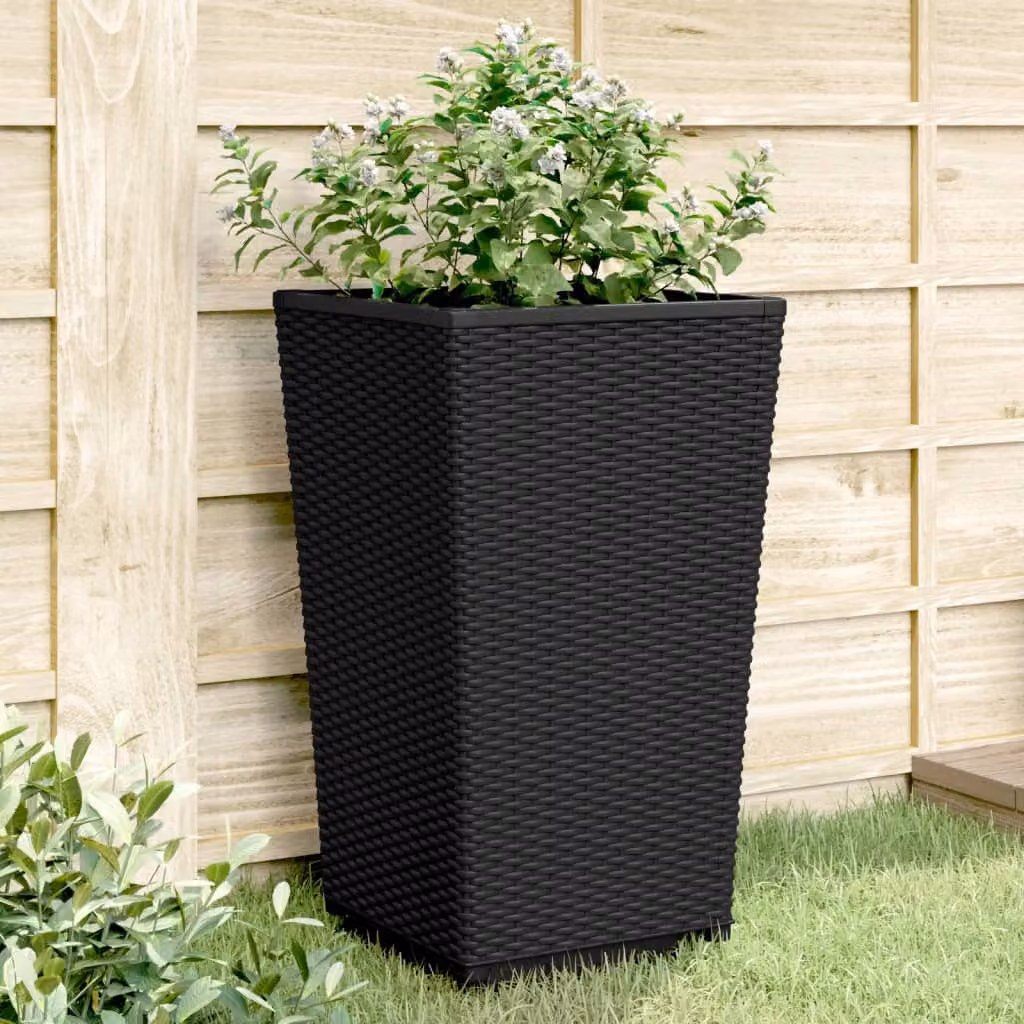 Set di 2 fioriere da giardino vidaXL in plastica nere, L/P/H: 32,5 x 32,5 x 57 cm