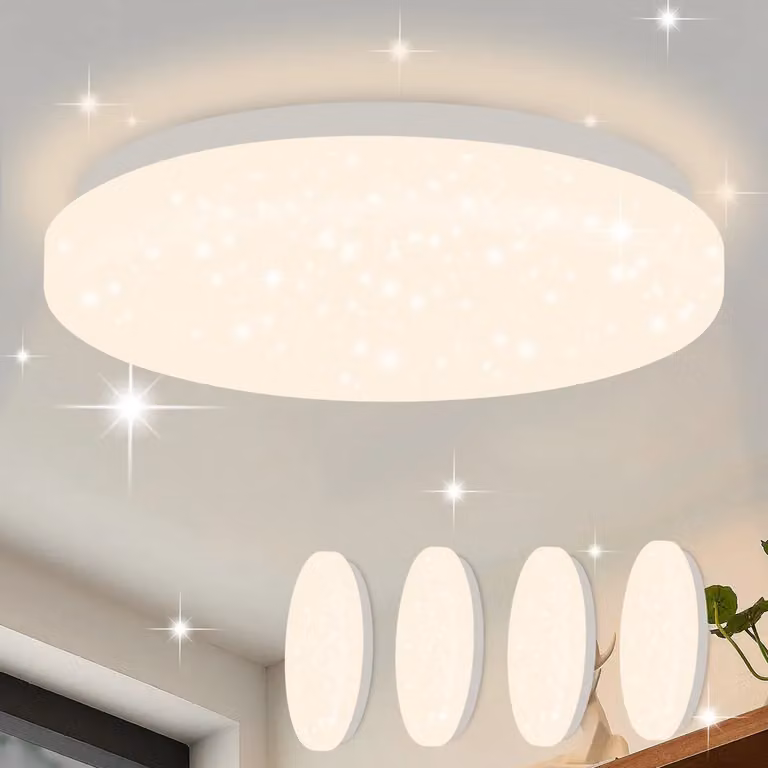 ZMH Plafoniera a led 4pcs cielo stellato moderna piccola rotonda 15W 3000K 21cm bianco caldo per camera da letto scala cucina soggiorno ufficio corridoio