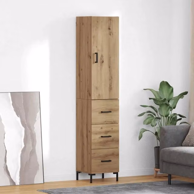 Credenza moderna vidaXL in legno e metallo marrone per soggiorno o sala da pranzo L/P/H: 34,5 x 34 x 180 cm