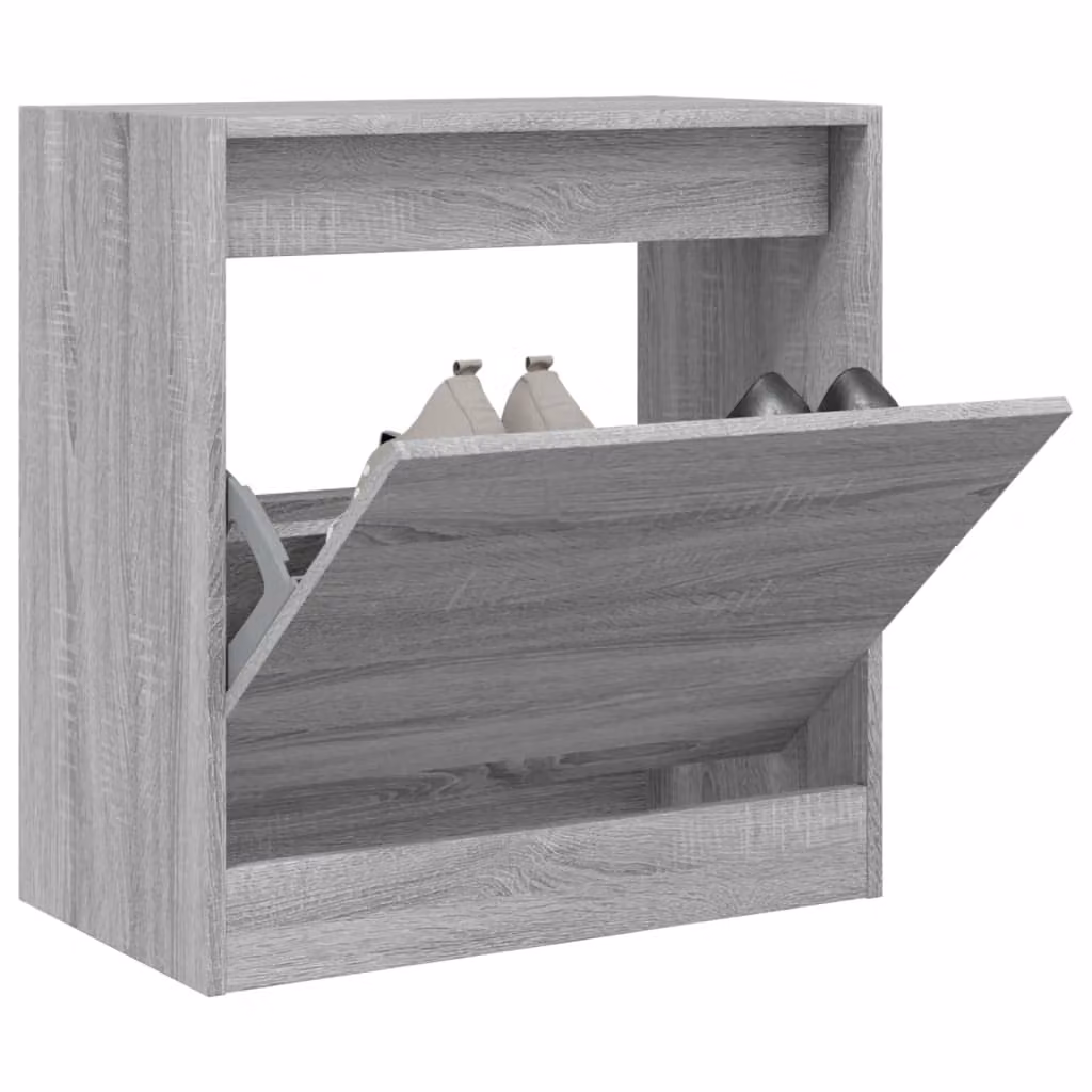 Scarpiera moderna da parete vidaXL in legno, Grigio opaco, L: 60 cm, P: 34 cm, H: 63,5 cm