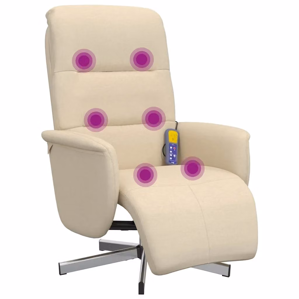 Poltrona Reclinabile con Massaggio e Poggiapiedi vidaXL, Colore Beige, Tessuto e Schiuma – 2