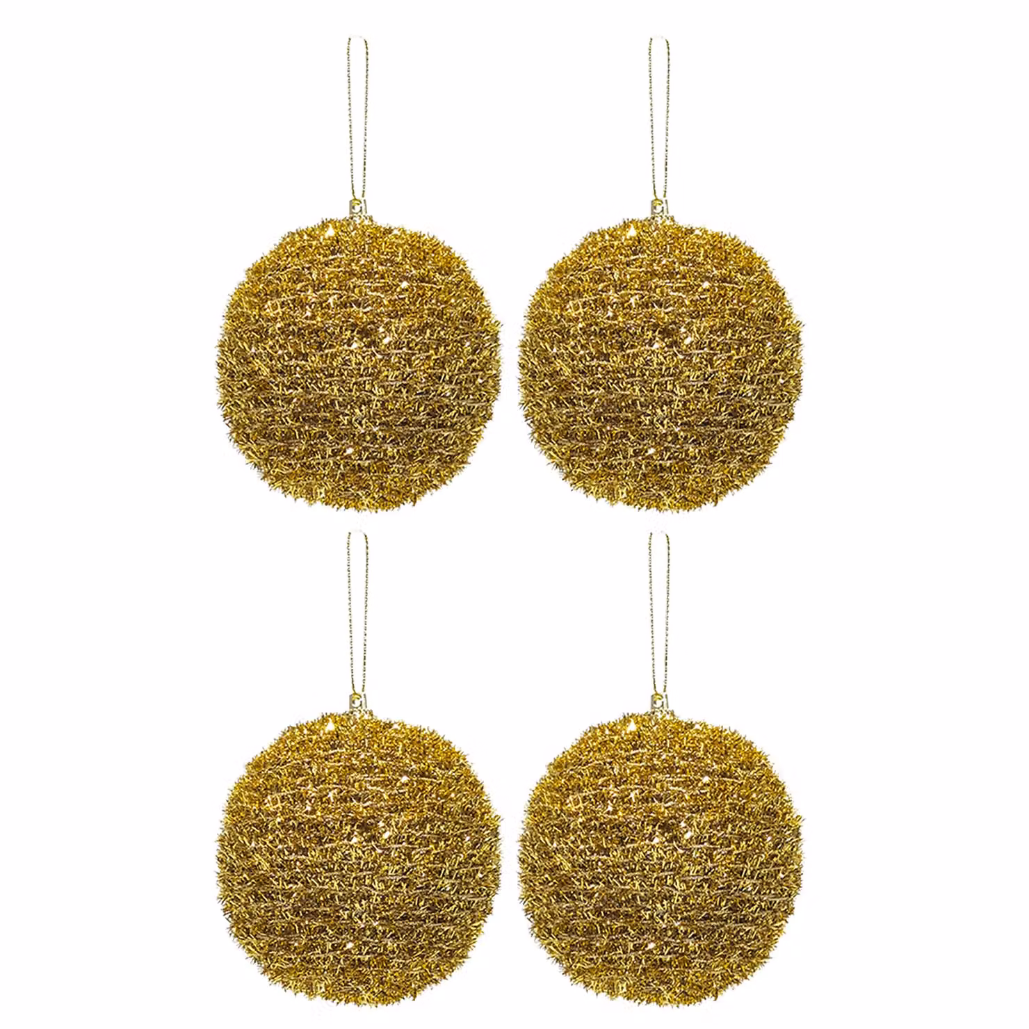 Set di 4 palline di Natale VESTIAMO CASA oro glitterate, diametro: 10 cm – 1