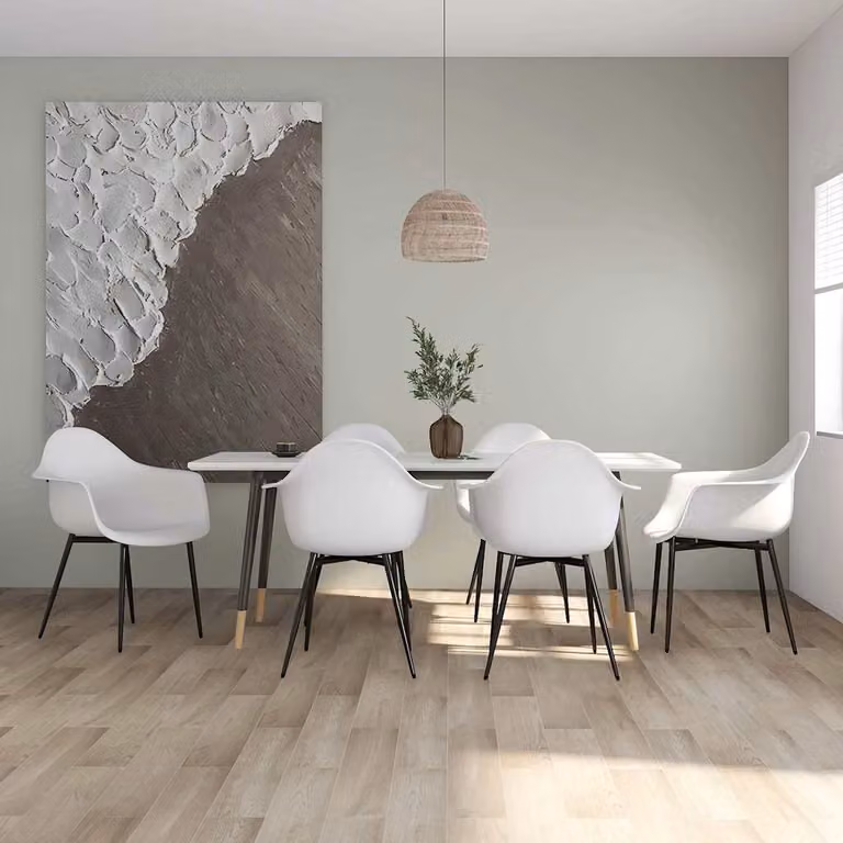Set di 6 sedie da pranzo vidaXL bianche in plastica e metallo con design minimalista per cucina e sala da pranzo