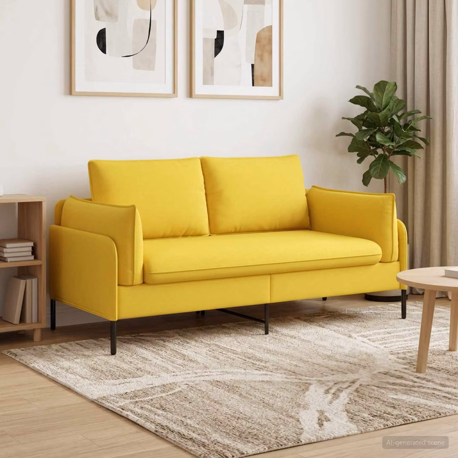vidaXL Divano a 2 Posti Moderno in Tessuto Giallo L: 188 cm, P: 81 cm, H: 89 cm