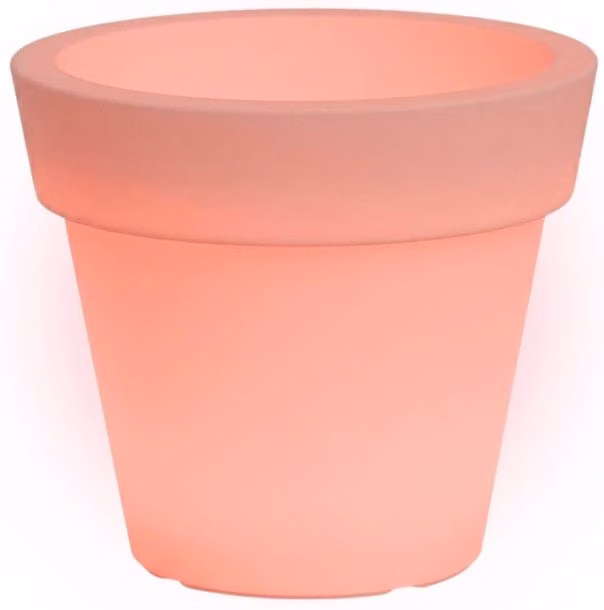 Vaso luminoso moderno di design Ø110 H95 in polimero resistente con LED rosso per interno ed esterno - Made in Italy - Monacis
