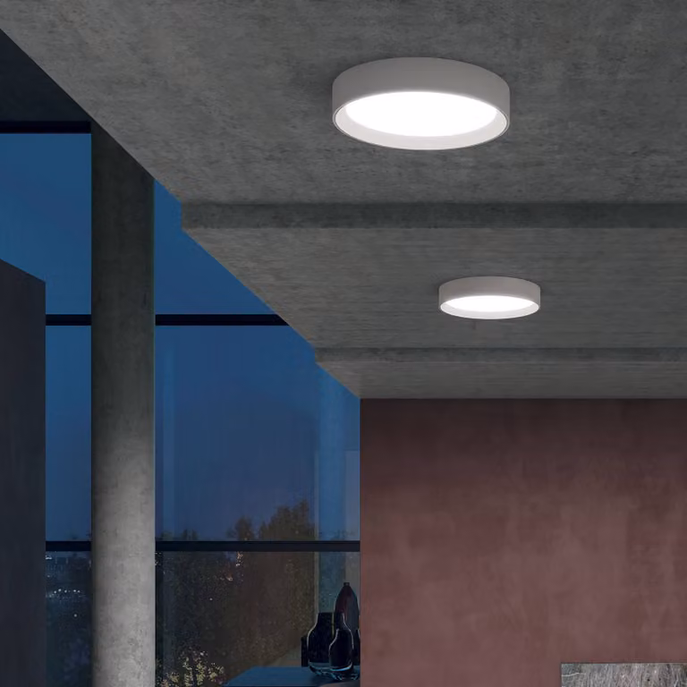 Linea Light Plafoniera a LED Tara R, Bianco / Opale, Corridoio, Alluminio, Moderno, Plafoniera LED