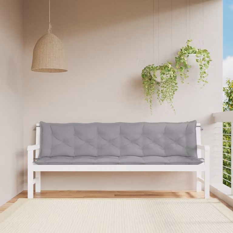 Set di 2 cuscini per panca vidaXL grigi in tessuto Oxford impermeabile e traspirante L/P/H: 200 x 50 x 7 cm