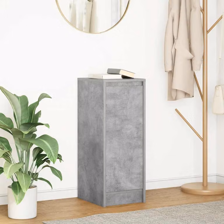 Credenza moderna vidaXL in legno multistrato e MDF, colore grigio, L 29,5 cm x P 34 cm x H 76 cm, da appendere a parete