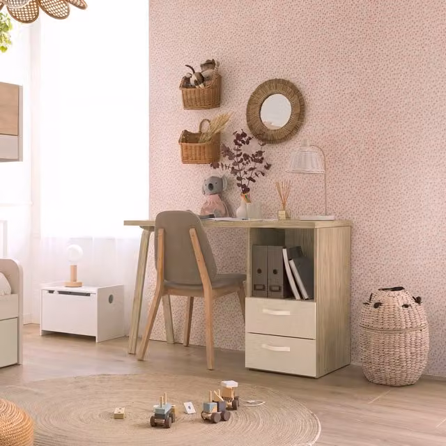 Scrivania Hansel Banak beige per cameretta con cassetti in legno e metallo L: 120 cm, H: 74 cm
