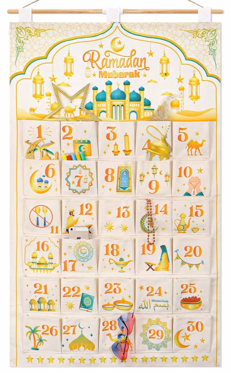 Calendario dell'Avvento 2025 - Calendario del Ramadan - Calendario da appendere - 30 scomparti - Calendario fai-da-te - Decorazione per la casa - Calendario del conto alla rovescia