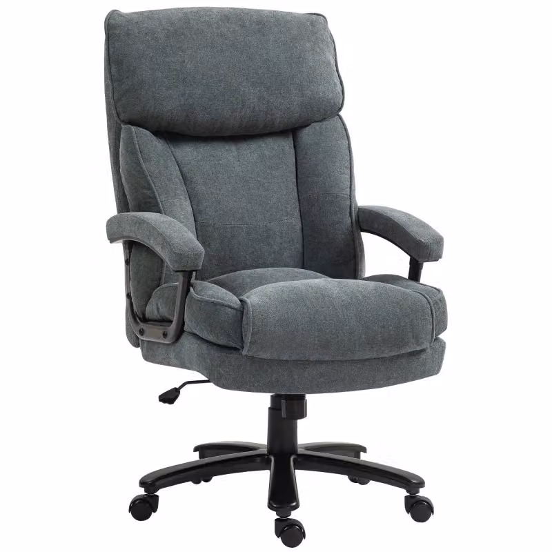 Sedia da ufficio ergonomica WISHDOR girevole con braccioli e ruote, tessuto grigio, portata 200 kg – 2