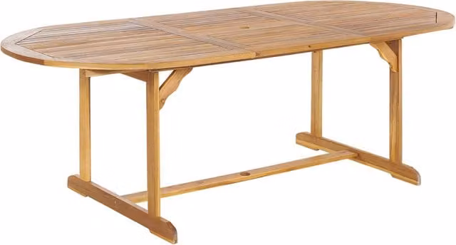 Tavolo da pranzo allungabile Beliani in legno di acacia marrone con design rustico e forma ovale per esterni e interni L: 160 cm, P: 100 cm, H: 74 cm – 1