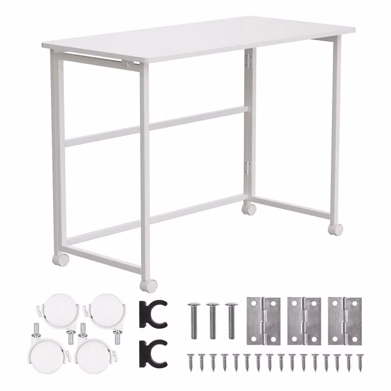 Tavolo pieghevole Maclean bianco piano mobile 100x50cm max. 50kg MC-1250 W