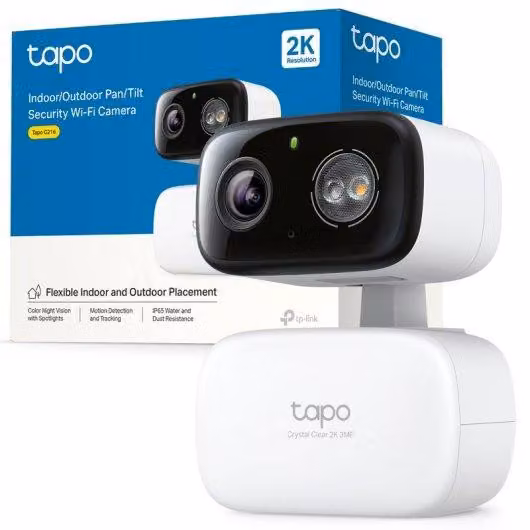 TP-Link Tapo C216, telecamera di sicurezza IP, per interni, cablata e wireless, Amazon Alexa e Google Assistant, da soffitto/parete/supporto, bianco