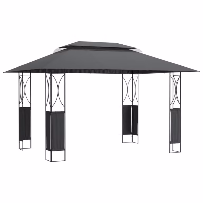 Gazebo con Tetto Antracite 400x300x270 cm Acciaio