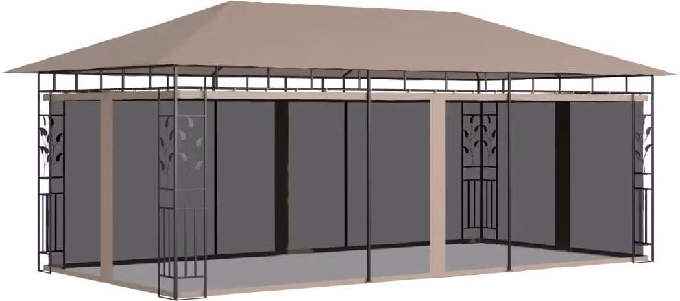 The Living Store Padiglione con zanzariera 6x3x2,73 m Taupe 180 g/m²