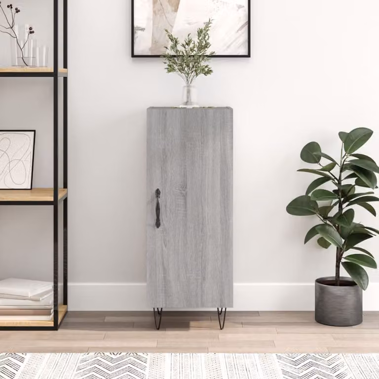 Credenza vidaXL in legno e metallo Grigio Sonoma, sospesa, L/P/H: 34,5 x 34 x 90 cm