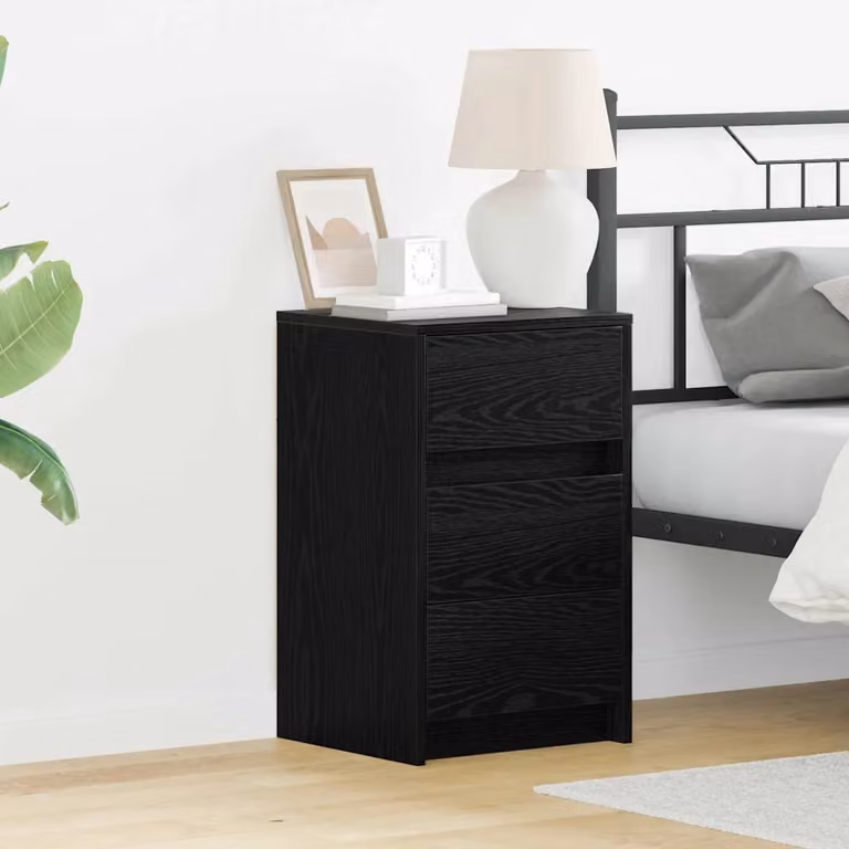 Armadio da notte moderno vidaXL in MDF, colore nero e marrone, L 38 cm x P 34 cm x H 61 cm