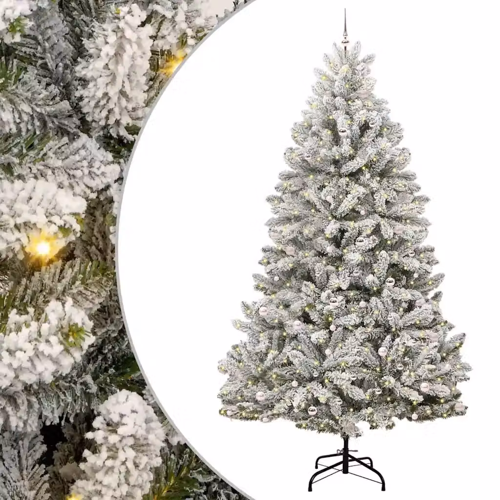 Albero di Natale artificiale moderno vidaXL verde con 300 LED bianco caldo e struttura in metallo e PVC, Altezza: 300 cm – 2