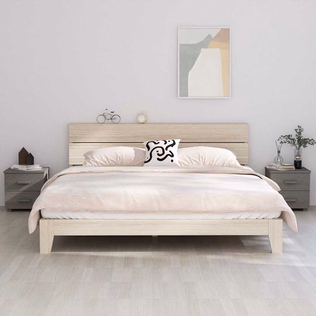 Set di 2 comodini HAMAR vidaXL in legno di pino, colore grigio chiaro, L 40 cm x P 35 cm x H 44,5 cm