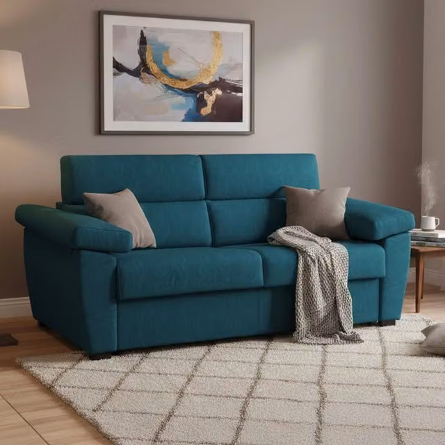 Pacecos Divano Letto 3 Posti Sfoderabile Made in Italy Azzurro L: 225 cm, P: 95 cm – 1
