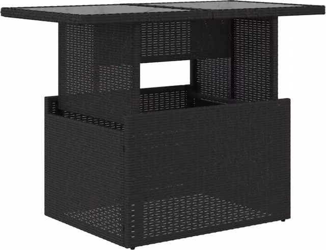 Tavolo da giardino moderno in polyrattan con piano in vetro nero per esterno L: 100 cm, P: 55 cm, H: 73 cm – 1