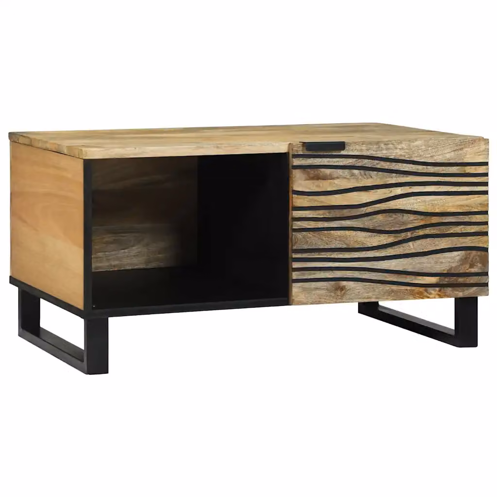 vidaXL Tavolino da salotto moderno in legno di acacia e metallo marrone L: 80 cm, P: 50 cm, H: 40 cm