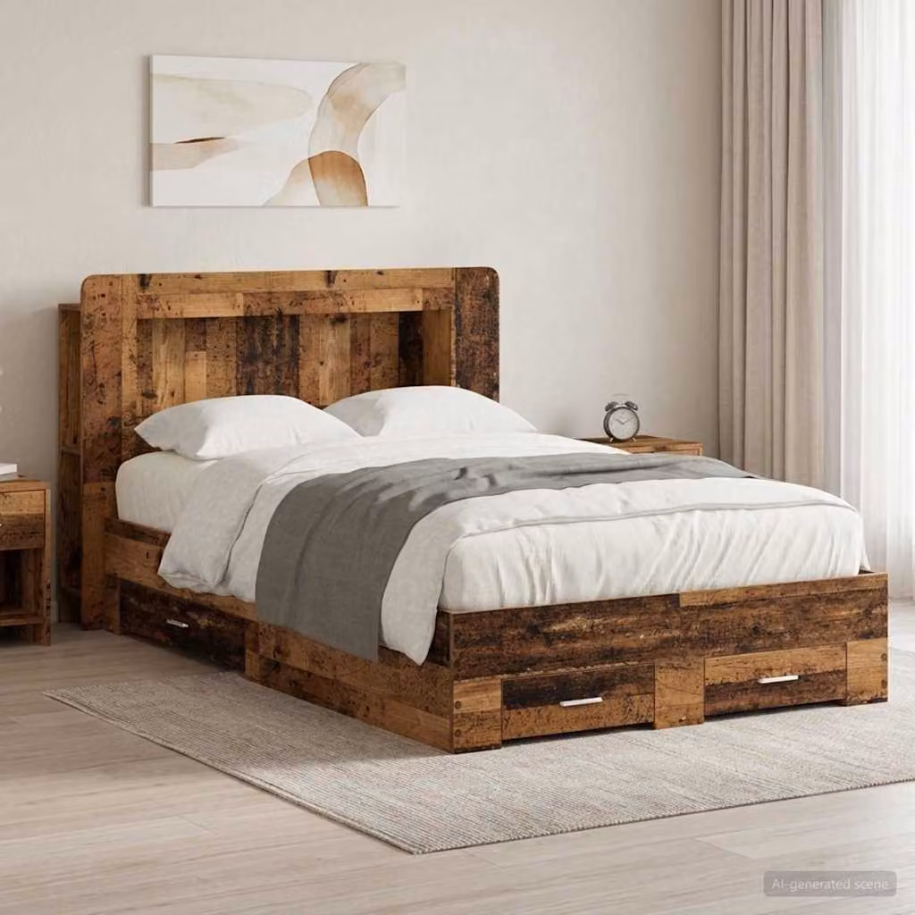 vidaXL Letto con cassetti in legno color marrone L/P: 120 x 200 cm