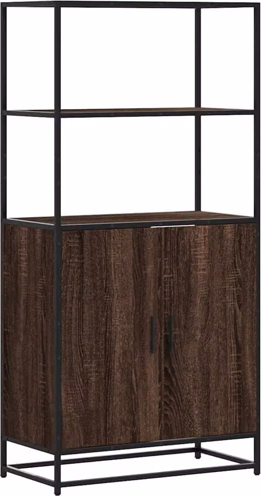 Credenza Rovere Marrone 68x35x139 cm Legno Multistrato Metallo